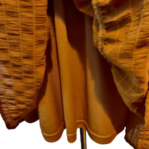 Mare x Anthropologie Womens Anne Gold Brown Balloon Sleeve Tier Ruffle Dress XS - Picture 7 of 9